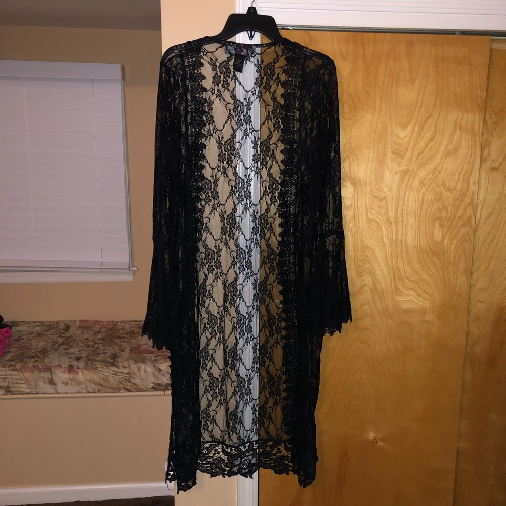 Black sheer lace cardigan